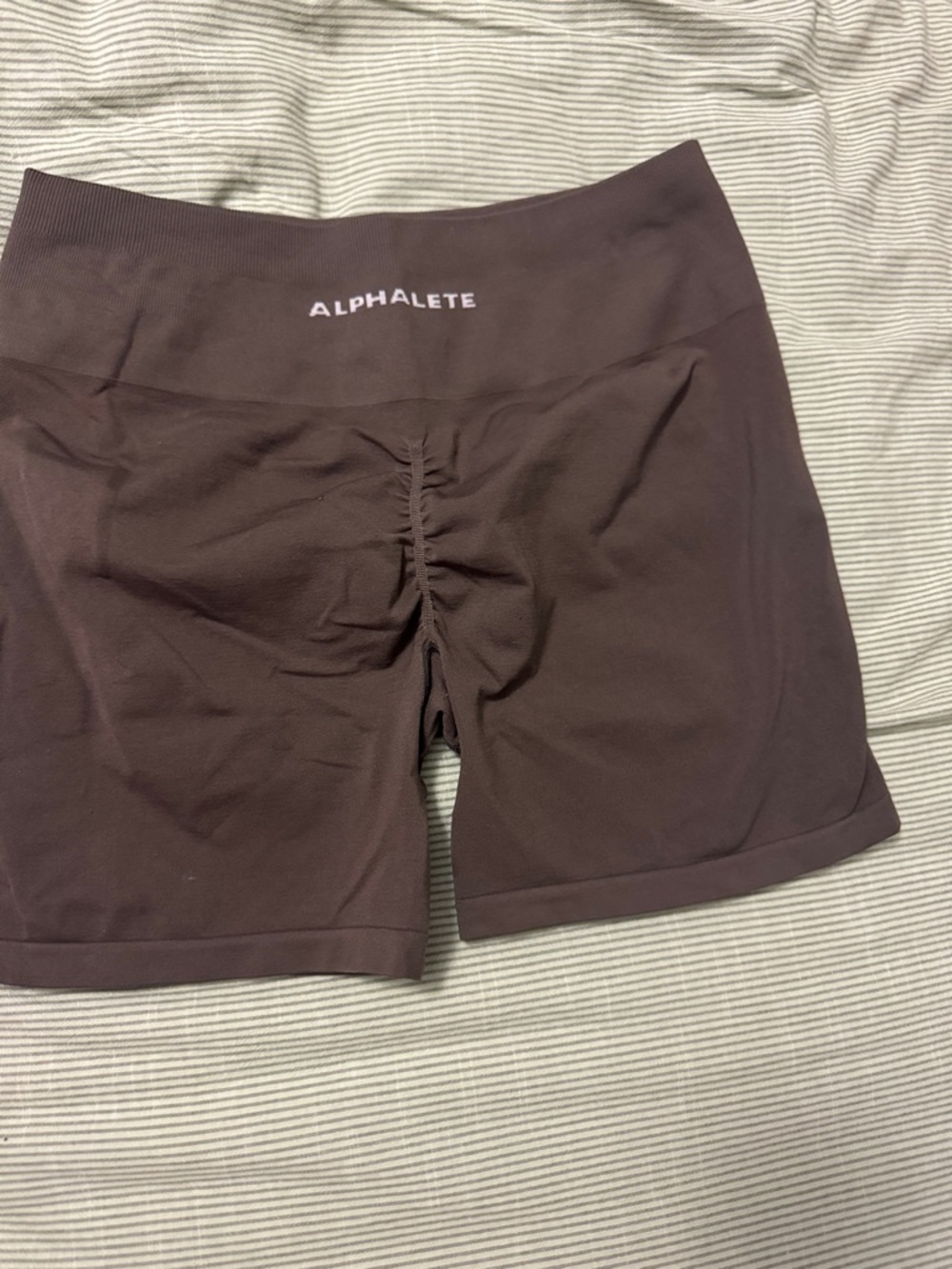 Alphalete Scrunch Back High-Waist Bike Shorts — Dark Brown